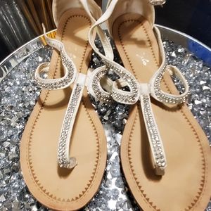 White and rhinestone sandals
